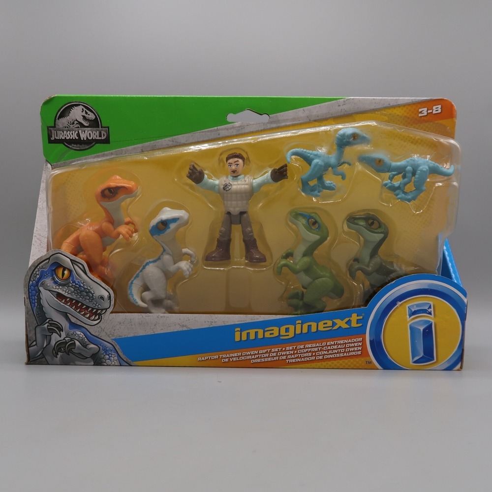 Imaginext Jurassic World Raptor‎ Trainer Owen Set W/5 dinosaurs Raptors New